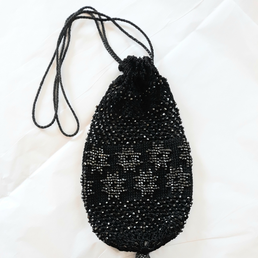 Vintage Hand Beaded Drawstring Pouch